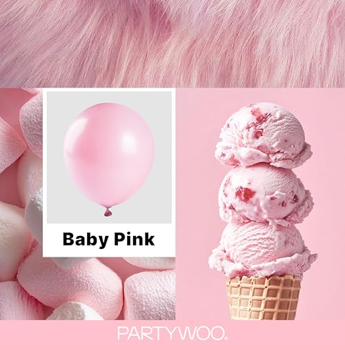 PartyWoo 베이비 핑크 풍선 128피스 다양한 사이즈 45.7cm(18인치), 30.5cm(12인치), 25.4cm(10인치), 12.7cm(5인치) 파스텔 페일 라이트 핑크 풍선 아치 키트 화환 베이비 샤워 성별 공개 생일 공주 파티 장식 핑크-Q05 - color: 핑크-q05