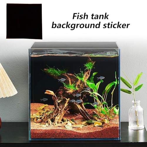 HUANGANG Black Aquarium Background Glass Decorative Film Easy Install Wallpaper Black Fish Tanks Background Sticker Backdrop