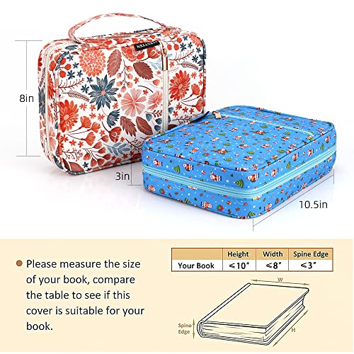 Bible Cover for Women with Flowers Printing, Bible Books Carrying Case with Durable Handle, Quilted Case for Girls Bible Study Supplies Accessories