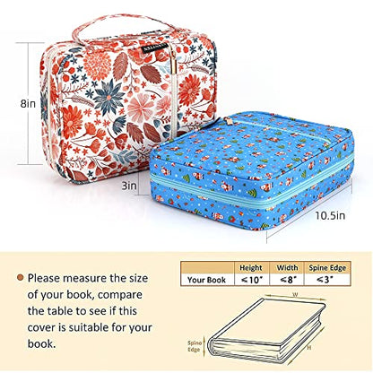 Bible Cover for Women with Flowers Printing, Bible Books Carrying Case with Durable Handle, Quilted Case for Girls Bible Study Supplies Accessories