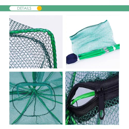 Foldable Bait Trap Fishing Net - Hand Cast Cage for Catching Fish Shrimp Crab Crawfish - color: Green, size: 6 Entrances