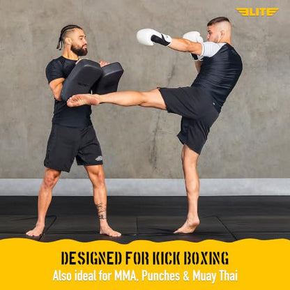 Elite Sports Muay Thai Kickboxing Training Pad for Kickboxing, MMA, Taekwondo, Karate. Ideal for Punches, Knees, and Kicks in Martial Arts Training (ONE PAD ONLY) - color: Solid Black