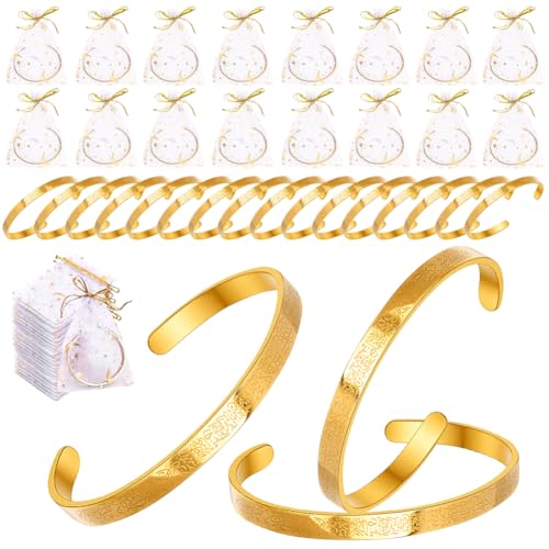 Eforcase Women Islamic Jewelry Gifts Eid Mubarak Gold Bracelet Allah Bangles Cuff for Ayatul Kursi Bracelet Eid Ramadan Party - style: 16 Pack - Gold