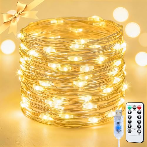 JMEXSUSS 200 LED Twinkle Fairy Lights Bedroom, 66ft Classroom Lights USB - color: Warm White, size: 200 LED