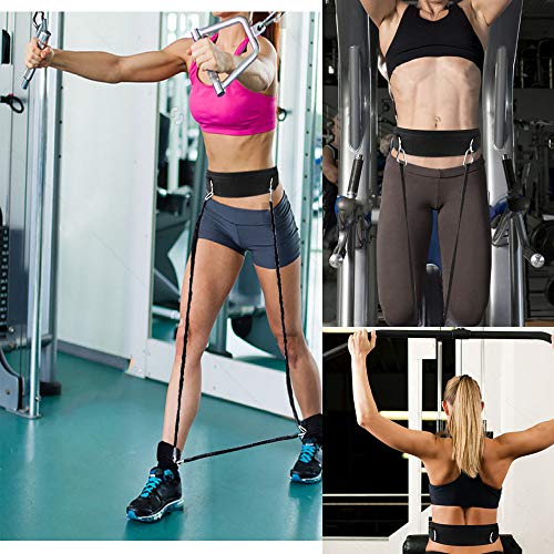 Waist Belt Neoprene Padded Gym Pulley Strap with Rings for Cable Machines Fitness Exercise Speed Agility Resistance Training