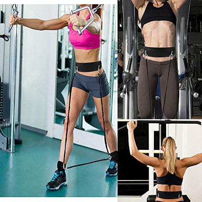 Waist Belt Neoprene Padded Gym Pulley Strap with Rings for Cable Machines Fitness Exercise Speed Agility Resistance Training