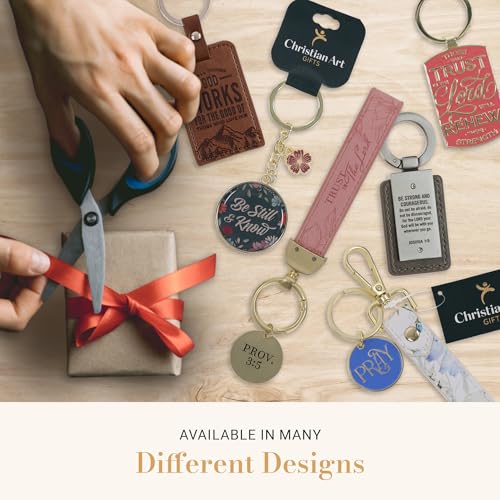 Christian Art Gifts Premium Vegan Leather Split Metal Inspirational Scripture Keychains for Men & Women: Multicolor Designs - color: Trust in the Lord/Dark Charcoal & Gold