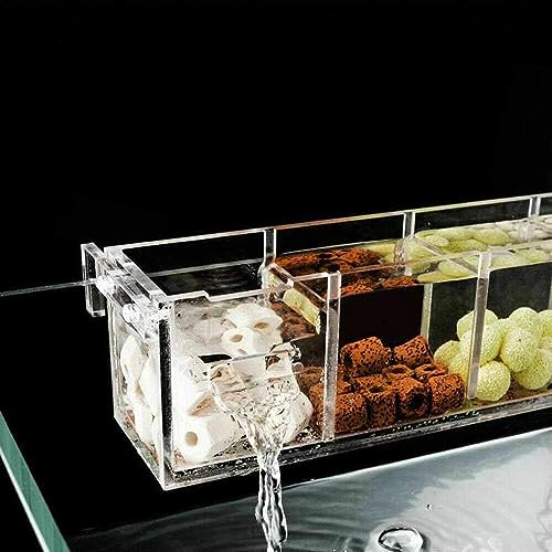 Hang On Acrylic Filter Box for Fish/Turtle Tank 3 Grids(Clear Box only)