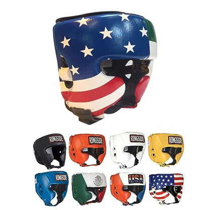 Ringside Competition Boxing Headgear, USA Boxing-Approved Leather Headgear with Cheek Protection, Great for MMA, Muay Thai, Kickboxing, and Training, Ideal for Men and Women, USA/Mexico, Medium