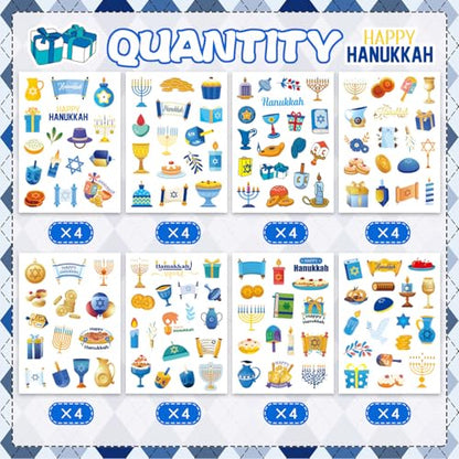 32 Sheets Hanukkah Stickers, Happy Hanukkah Stickers, DIY Crafts Gifts - style: Hanukkah