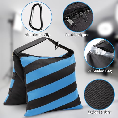 4 Packs Blue Sandbag Weight Bags for Light Photography Video Equipment | Heavy Duty Saddlebags for Backdrop Stand, Photo Tripod, Canopy, Pop up Tent, Umbrella Base, Fishing Chair, Picnic Table - color: Blue