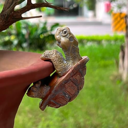 Mini Turtle Pot Hugger 3''x2'', Resin Flower Pot Decorations, Hanging Plant Tortoise Hanger Figurines, Potted Bonsai Planter, Home and Outdoor Statue and Decor for Garden, Aquariums, Patio Lawn