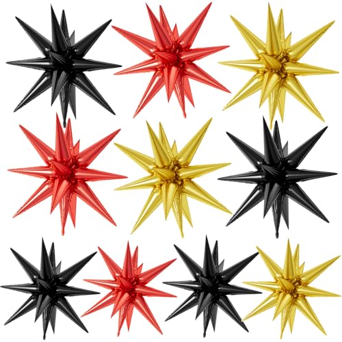 10 Pcs 22Inch Star Explosion Foil Balloons Large Black and gold Balloon - color: Black Red Gold