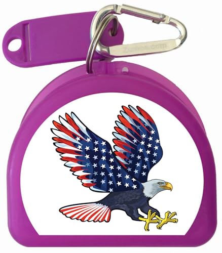 American Eagle Mouthguard and Retainer Case with Carabiner – Compact, Durable Storage for Retainers, Night Guards, and Dentures Travel-Friendly Design (Purple) - color: Purple