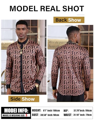 African Shirt Men African Attire Print Long Sleeve Dashiki for Men - color: Brown-long Sleeve, size: Small