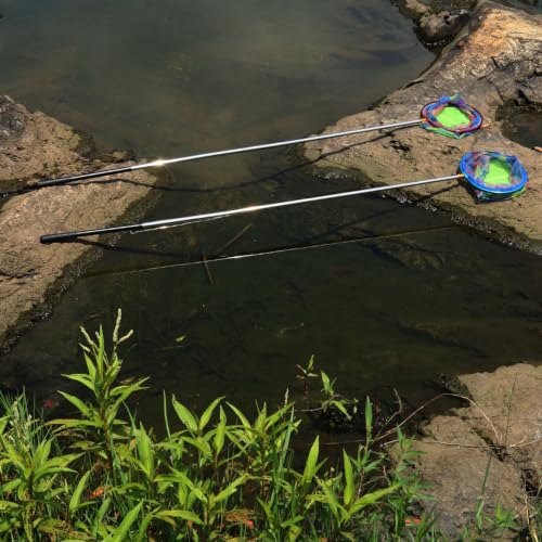 Fishing Net 2 Pack Retractable Lightweight Landing Net with Aluminum Rod Handle Fishing Nets for Youth Catch and Release Butterfly Nets - style: Black+red