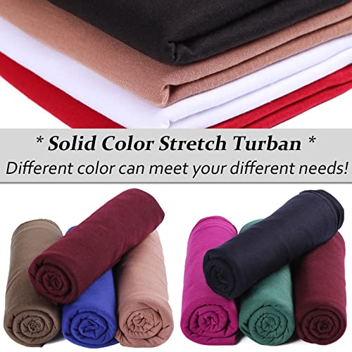 XTREND 4 Pieces Head Wrap Stretch African Turban for Women Fashion Headwear Solid Color Soft Hair Scarf Caps Bohemian Soft Breathable headwraps Tie (Black, Coffee, Navy, Camel) - color: Black, Coffee, Navy, Camel