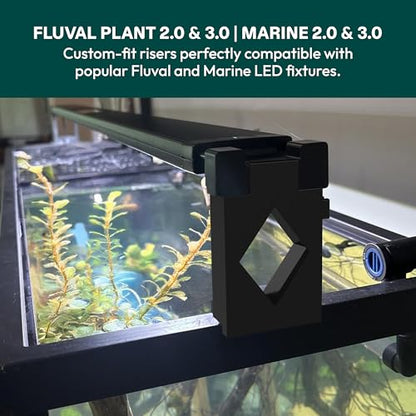 Aquarium Light Risers for Fluval Plant & Marine 3.0 & 2.0 LED | Heat-Resistant Polymer Stand | Toolless Easy Install (2-Inch) - size: 2-Inch