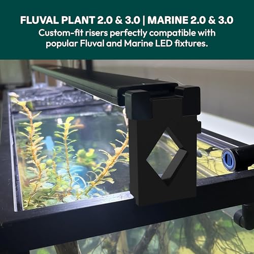 Aquarium Light Risers for Fluval Plant & Marine 3.0 & 2.0 LED | Heat-Resistant Polymer Stand | Toolless Easy Install (4-Inch) - size: 4-Inch