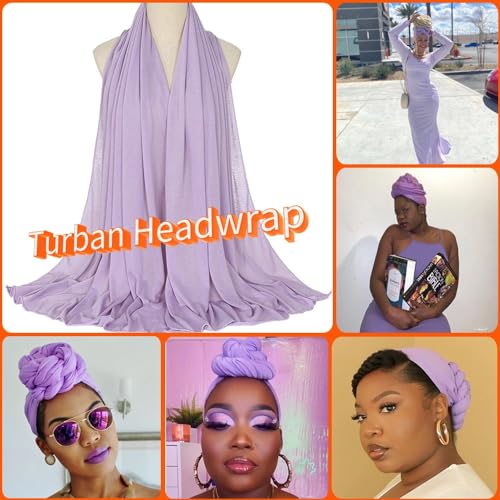 Nonbongoy Head Wraps for Black Women 71"x32" Long Soft Jersey Hijab Turban - color: 1- Light Purple Headwrap