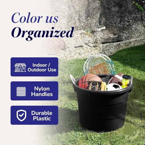 Storage Tub w/Rope Handles, 19 Gal, Black