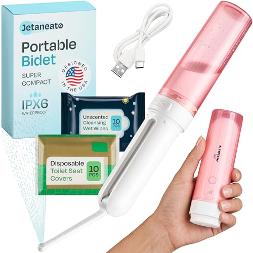 Portable Electric Bidet for Travel - Portable Bidet Rechargeable Handheld Sprayer with 3 High Pressure Modes, USB-C, Adjustable Nozzle & Extra Clean Kit, IPX6 Waterproof Peri Bottle (Pink) - color: Pink