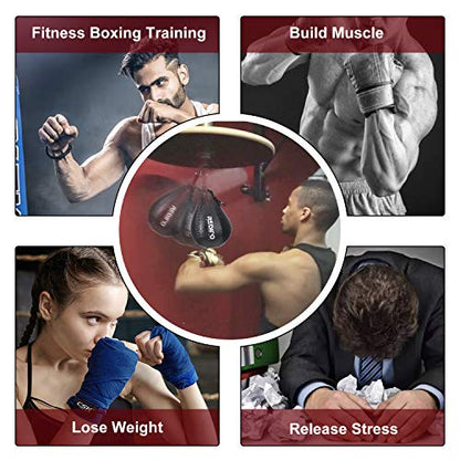 Superior Boxing Speed Bag - PU Leather Speed Punching Ball - Heavy Duty Hanging Swivel Ball for Gym & MMA Muay Thai Sports Fitness - Punching Dodge Striking Speed Reflex Ball - color: Black（10"x7"）