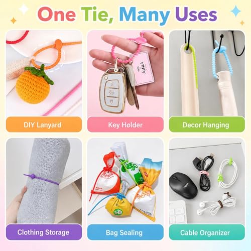 20 Pack 8.5 Inch Cable Ties Silicone Clips Rubber Twist Cord Household Snake Organizer Strap