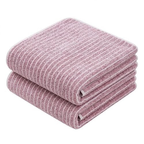 2-Pack Microfiber Bath Towels (27x54 Inches) - Ultra Soft & Quick Dry, 3X Absorbency, Lightweight for Gym, Yoga, Travel & Spa - Perfect for Home, Fitness & Post-Workout - color: Vertical Red Stripes, size: 27*54 inches