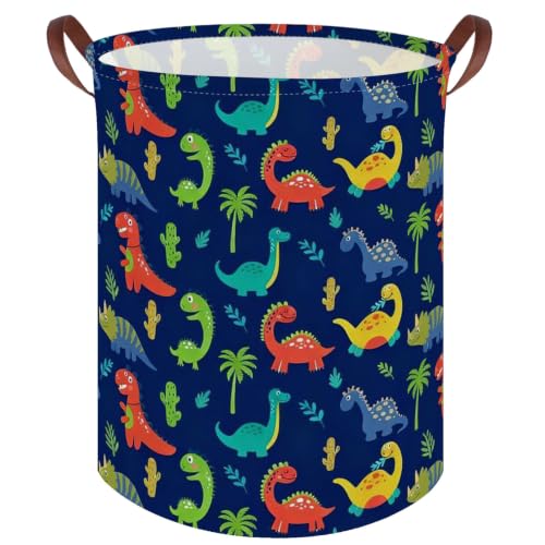 Kids Laundry Basket,Dinosaur hamper for Kids,Nursery Hampers,Waterproof folding Storage Bin with handle,Clothes Organizer Baskets,kid Room Decor,Shelf Book Basket(Blue dinosaur) - color: Blue dinosaur
