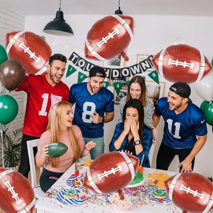 Football Balloons, 6 Pcs Large Foil for Boys Men Sports Birthday Party - style: Football