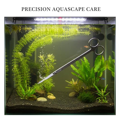 Aquarium Maintenance Tool Set - 430 Stainless Steel Long Reach Scissors, Tweezers & Sand Shovel for Fish Tanks - size: 9.84 x 1.18 x 0.24 in