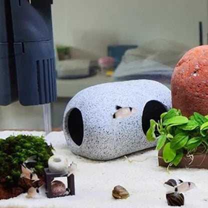 (A+B Set) 2PCS Small Fish & Shrimp Breeding, Play & Rest Aquarium Hiding Rocks, Stackable Cave Aquarium Decor Hideaway