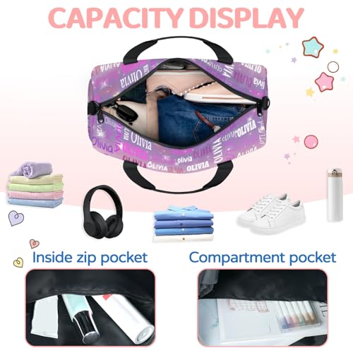 Custom Dance Bag with Name for Travel, Purple Blue Galaxy Background | Personalized Large Sports Duffle Bag Gym Cheer Bag - color: Purple Blue