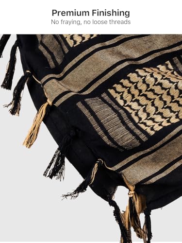 FREE SOLDIER Scarf Military Shemagh Tactical Desert Keffiyeh Head Neck Scarf Arab Wrap with Tassel for Men Women - color: Black Brown