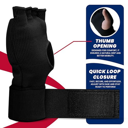 Bout3® Gel Boxing Handwraps for Men & Women - Inner Gloves with Gel Padding for Wrist Support, Comfort, 80cm Long Straps, Impact Protection - Ideal for Boxing, MMA, Kickboxing, Training
