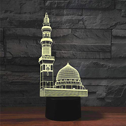 3D Night Light for Kids 3D Islamic Architecture Led Lamp with Remote Control 16 Color Changing Xmas Birthday Gift for Child