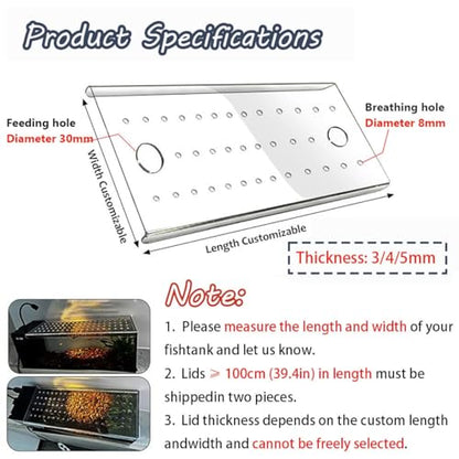 Aquarium Cover, Anti-Jumping Fish Tank Lid, Planted Tank Aquarium Lid | 3/4/5mm Thick, for Homes/Restaurants/Hotels/Aquariums/Pet Shops/Laboratories, Customizable(14x8in) - size: 14x8in