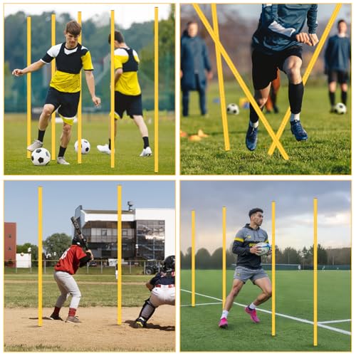 Agility Training Set Multi-Function Soccer Training Equipment for Athletes | 3 Adjustable Speed Hurdles, 6 Agility Poles, 1 Agility Ladder, 12 Soccer Cones & Jump Rope for Athletes, Amateurs, Youth