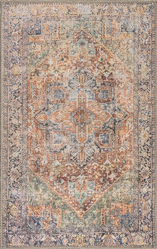 RugOver Machine Washable Area Rug, Pet-Friendly and Non-Slip Indoor Carpet for Kitchen, Bathroom, Living Room, Home Floor Decoration (Multicolor, 2' x 3') - color: 1829, size: 2' x 3' (Rectangular)
