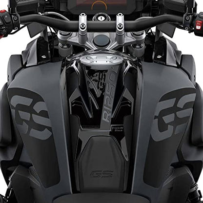 labelbike 3D Sticker Motorcycle Tank Pad Compatible with BMW | R 1250 GS Triple Black 2021-2023, Resin Protection, Scratch Resistant, Decoration, Grey Black - size: Tank pad - STANDARD R 1250 GS