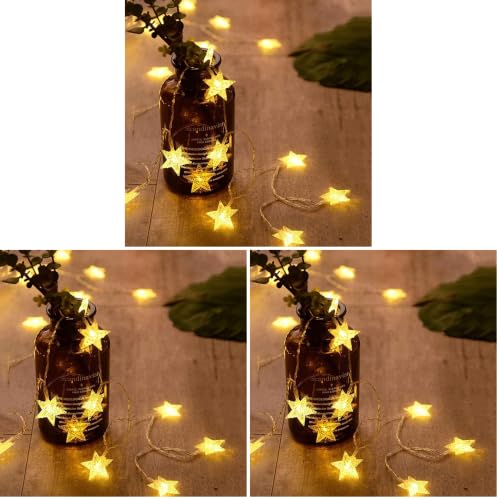 ANJAYLIA 20 LED Star String Lights 10 FT Fairy Christmas Lights Battery Operated for Indoor & Outdoor, Party, Wedding and Holiday Decorations Warm White (Pack of 3) - size: 10 Feet 3 Pack