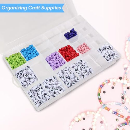 Guyuyii 2 Pack Bead Storage Containers with 36 Grids Adjustable Dividers | for Jewelry Making, Craft Organization, Diamond Painting, Compatible with Beads, Earrings, Small Hardware, Clear - size: 2 Pack 36 Compartments