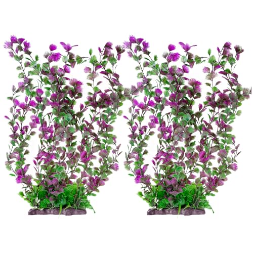 Hamiledyi Aquarium Plastic Plants Aquarium Decor Artificial Fish Tank Plants,Tall Fish Tank Decorations, Extra Large Aquarium Plant 20.4-inch Tall,2PCS - color: B*2 Pcs, size: 20.4 in