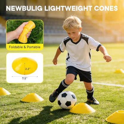 Agility Ladder Speed Training Equipment Set, 4 Adjustable Hurdles | 20 ft Ladder, 12 Cones, Jump Rope, Resistance Parachute, Soccer, Basketball, Football Practice Equipment for Youth, Adults