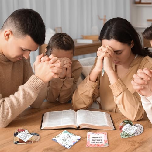 Ceenna Pocket Prayer Quilt Panel Squares with Small Wooden Crosses Mini Scripture Pocket Prayer Quilt Religious Spiritual Gift for Friend Family Easter Reward Gifts Easter Basket Stuffers(Brown Cross) - style: Brown Cross