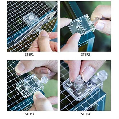 2 Pieces Fish Tank Screen Net Holder Clamp Anti-Jump Net Mounting Clip Multifunctional Transparent Acrylic Clamps Fish Tank Glass Cover Clips