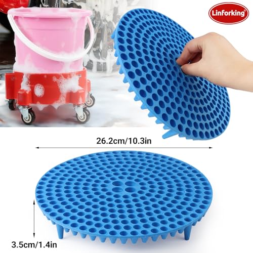 Bucket Dolly 5 Gallon with Wheels,360°Rolling Car Wash Buckets Dolly for 2.5 to 5 Gallon Buckets with Bucket Insert,Cleaning Brush,Supports Up to 300 lbs - size: C