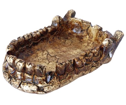 Reptile Feeding Dish Bowl,Water Dish Food Bowl,Amphibian Tank and Little Critters Water Bowl,Aquarium Decor,Reptile Feeding Terrarium Bowls for Bearded Dragon Lizard,Hermit Crab,Gecko,Tortoise,Turtles - color: Dark Brown