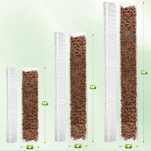 EOX 6 Pack 24" x2 + 36" x2 + 48" x2 Plastic Moss Pole for Monstera, Large D Shaped Poles for Climbing Plants Work with Sphagnum Moss, 210 Inch Total - size: 6 PACK-24+36+48Inch